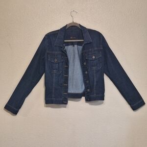 Kut From The Kloth Amelia Denim Jacket L Dark Wash Cropped Stretch Classic
